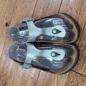 Birkenstock Gizeh cork silver sandals